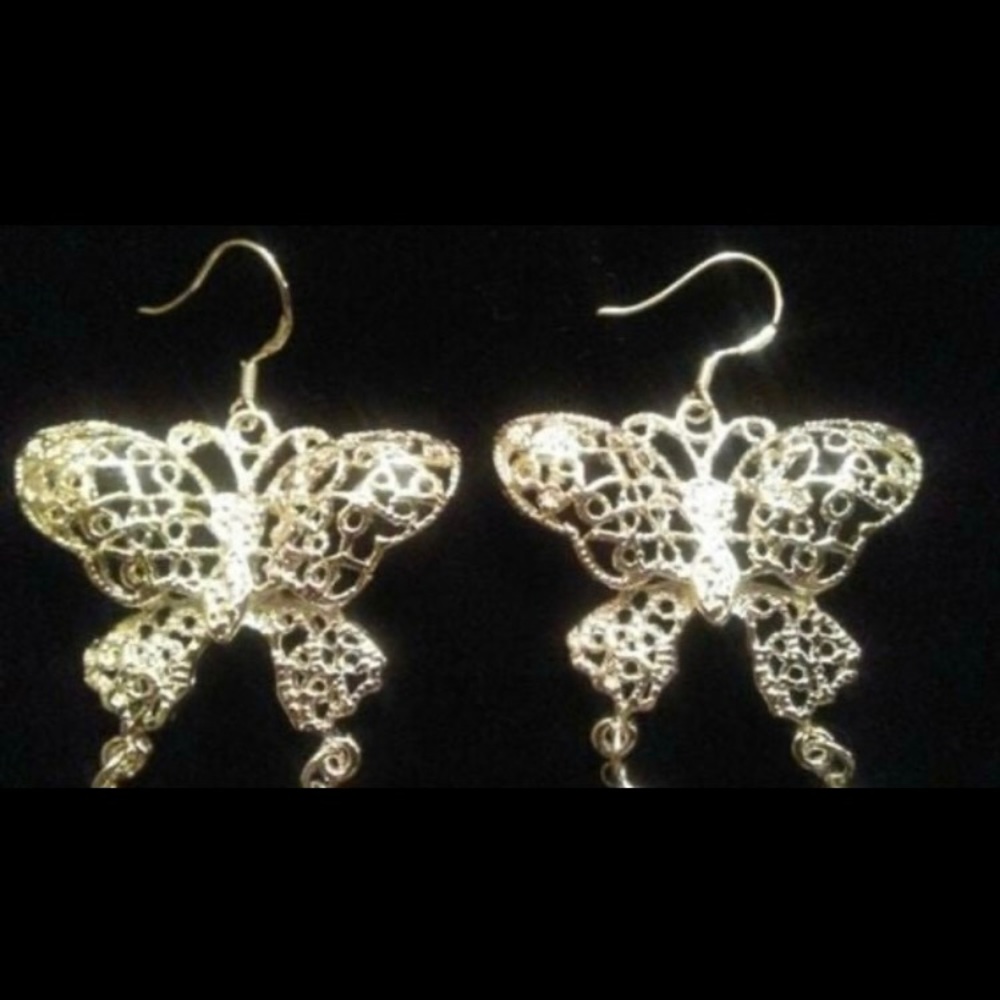 Vintage 90s, Silver Butterfly Earrings
